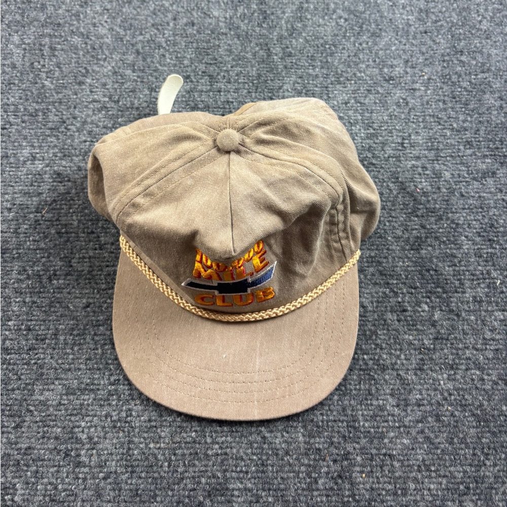 CHEVROLET Vintage Tan Adjustable Baseball Hat “100,000 Mile Club” One Size Fits - Picture 5 of 6